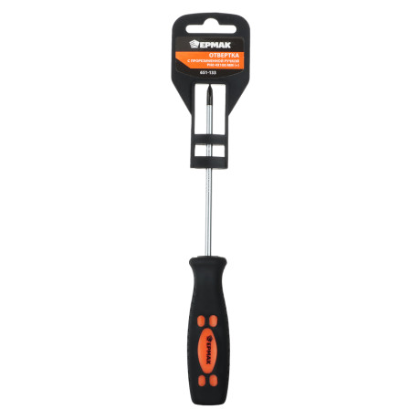 ЕРМАК Отвертка с прорезиненной ручкой PH0 4х100мм (+)