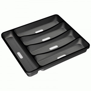 Лоток д/столовых приборов FORMA 32,5*28,5*4,5см, 5 отделений, черный, пластик 108796 Mallony