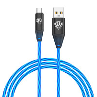 BY Кабель для зарядки Светящийся Type-C, 1м, 2.4А, Быстрая зарядка, подсв. голубая, Герои, КОЩЕЙ