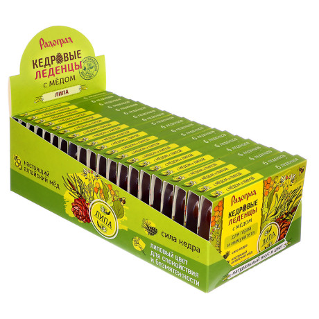Леденцы кедровые с медом "Радоград", в ассортименте, блистер, 6 шт.