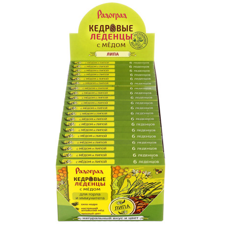 Леденцы кедровые с медом "Радоград", в ассортименте, блистер, 6 шт.