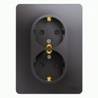 Systeme Electric GLOSSA роз. СУ 2 мест. графит (пл.осн., земля, штор.) GSL001326 (6!)