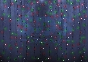 Гирлянда-занавес Св/д дождь 2х2,5м/15нит., динам., белый 300LED 235-055 Neon Night