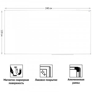 Доска магнитно-маркерная OfficeSpace, 120*240см, алюминиевая рамка, полочка Арт.325504