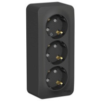 Systeme Electric BLANCA роз. ОУ 3 мест. 16А антрацит(пл.осн., земля, штор, изол.пл.) BLNRA011316(5!)
