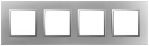 ЭРА Elegance Classic рамка пластик СУ 4 мест., алюминий 14-5014-03  60588