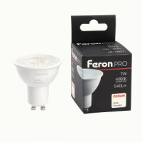 Feron.PRO MR16 GU10 230V 7W(540Lm) 4000K 4K матовый с линзой 38гр. 57x50 OSRAM LED LB-1607 38177