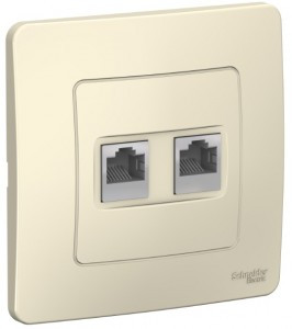 Systeme Electric BLANCA роз. комп. СУ 1 мест. молоч. (пл.осн., RJ45, кат.5E) BLNIS045002 (10!)