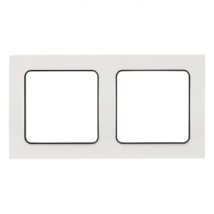 EKF Стокгольм рамка 2 мест. белая с линией цвета черный (PC) EXM-G-305-10