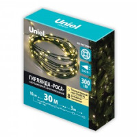 Гирлянда-нить св/д &quot;Роса&quot; 30м 300LED теплый белый, провод зеленый ULD-S3000-300/DGA IP20 DEW Uniel