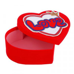 Коробка подарочная с декором, 20x13x3 см, в форме сердца, полиэстер