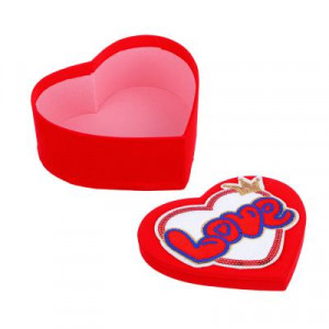 Коробка подарочная с декором, 20x13x3 см, в форме сердца, полиэстер