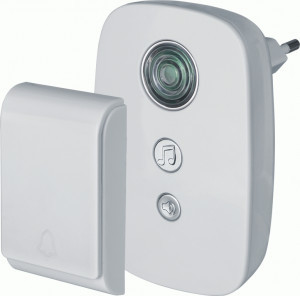 Navigator звонок беспроводной 150м, 29 мел-й 220V полиф-я, бел., кнопка IP47 NDB-D-AC02-1V1-WH 61270