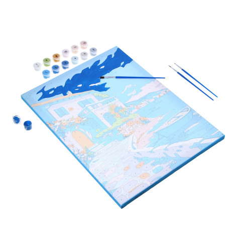 ХОББИХИТ Картина по номерам, комплект (основа, акриловые краски, кисть), 30х40см, 10 дизайнов