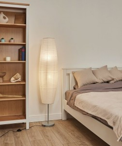 Uniel св-к напольный торшер E27 2х60W мех.выкл., металл/бумага, 1450x210 белый UML-T410 WHITE