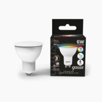 Gauss MR16 GU10 упр. димм. 6W(440lm) RGBW 53x50 матов., пластик (б/пульта 768869) Smart 101106406