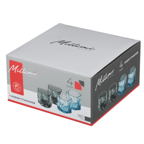 Набор стаканов тм MILLIMI Мята, 180мл, стекло, 4 шт