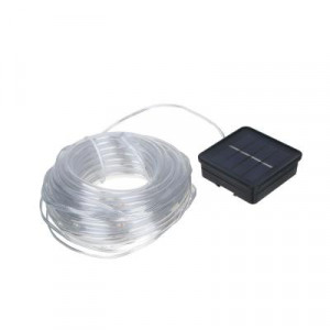 INBLOOM Гирлянда-шнур на солнечной батарее 10м, 100LED ламп, свечение мульти, 8 режимов, ПВХ прозрачный, 1.2V AA 600mAh