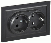 IEK BRITE роз. СУ 2 мест. земля  16А РС12-3-БрЧ черный BR-R21-16-K02-F