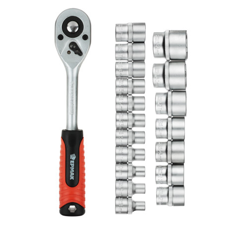 ЕРМАК Набор профессионального инструмента, 19 предм., 1/2" (головки и трещотка)