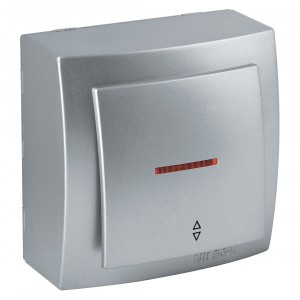 Nilson выкл. 1 кл. ОУ (инд.) (проходной), Themis, серебро 26131008