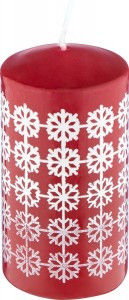 Свеча Deco Christmas 50х100 мм Снежинки (белые на бордовом) Волшебная страна
