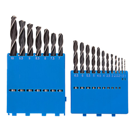 Набор сверл по металлу, 1-10 мм (через 0.5 мм) 19 шт, Р6М5, прокат, цилиндрический хвостовик Барс