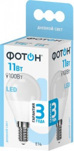 ФОТОН лампа св/д шар P45 E14 11W(1000lm) 4000K 4K без пульсации 90x47 3г арт.24003