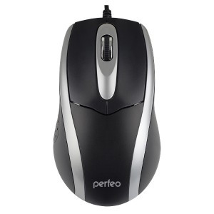 Мышь проводная оптическая Perfeo TOUR, 3 кн, 1000 dpi, USB, черн./серебр. (PF-A4751)