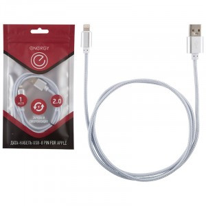 Energy кабель ET-01 USB(A)шт. - 8pin шт. (iphone 5-10), 1 м, серебро, 6371