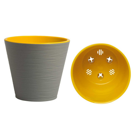 Горшок КОНУС 2,3л СЕРЫЙ М с вклад К17-70 Ливин х12