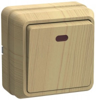 IEK ОКТАВА выкл. ОУ 1 кл. с инд. 10А СОСНА (светлое дерево) ВС20-1-1-ОС