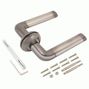 PUERTO AL 503-08 BN/SN черный никель/никель мат. Комплект дверных ручек, ручки 2шт, б/мех. (20)