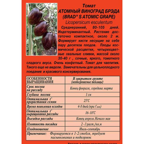 Семена Томат Атомный Виноград Брэда Наш сад