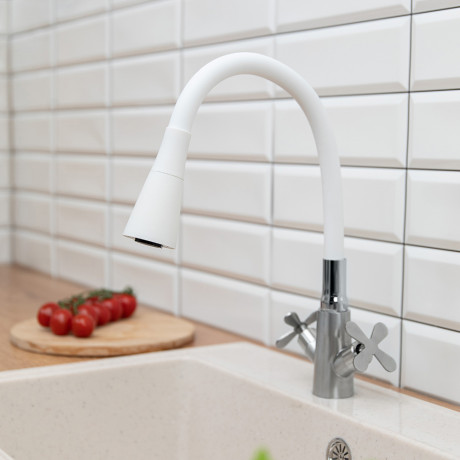 Излив смесителя для кухни, силиконовый, 2 режима, белый