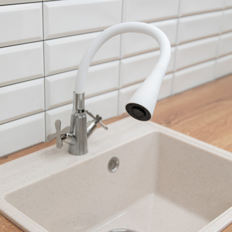 Излив смесителя для кухни, силиконовый, 2 режима, белый