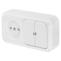 Bylectrica Пралеска блок (роз. 16А + 2 кл. выкл. 10А) ОУ бел. (инд.) 2В-РЦ-565