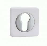 Накладка на цилиндр квадрат. РЕНЦ, матовый супер белый/хром блестящий INET 02 MSW/CP