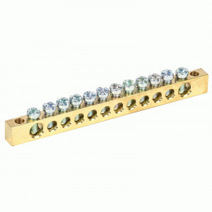 REXANT Шина PE «земля-ноль» 6х9мм 12/2 (12 групп/креп по краям), инд.шк 11-2368