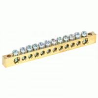 REXANT Шина PE «земля-ноль» 6х9мм 12/2 (12 групп/креп по краям), инд.шк 11-2368