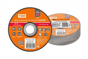 TDM Рубин Диск отрезной по металлу 115х1,6х22,2 тип 41 A46TBF (25!) SQ1070-0104