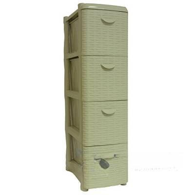 Комод 4-х секционный РОТАНГ узк Белый М2814