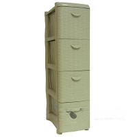 Комод 4-х секционный РОТАНГ узк Белый М2814