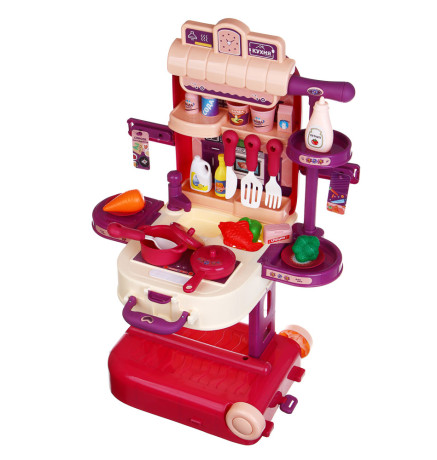 ИГРОЛЕНД Игровой набор "Кухня в чемодане", на колесах, PP, картон, 22х15,5х31 см