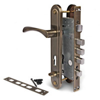 Замок врез Т-0523-С-AB-R Apecs (бронза) с ручками (с задвижкой) б/цил  \10