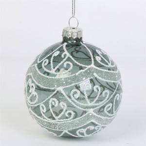 Шар "Узор" 8см, цвет зеленый прозрачный (кратность16шт!)(цена за 1шт) Волшебная страна