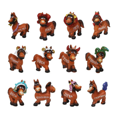 СНОУ БУМ Фигурка лошади Зодиак 8x4x8 см, 12 дизайнов, полистоун