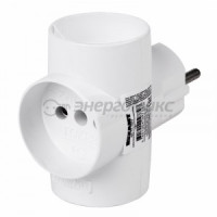 REXANT разветвитель (тройник) 3роз. 6A Т-образный, полипропилен, белый 11-1081