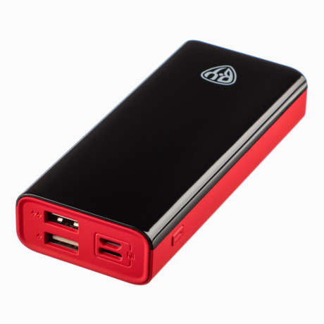 BY Аккумулятор мобильный, 8000 мАч, 2xUSB, 2А, дисплей, прорезиненный, красный