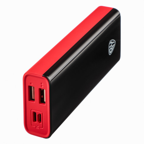 BY Аккумулятор мобильный, 8000 мАч, 2xUSB, 2А, дисплей, прорезиненный, красный